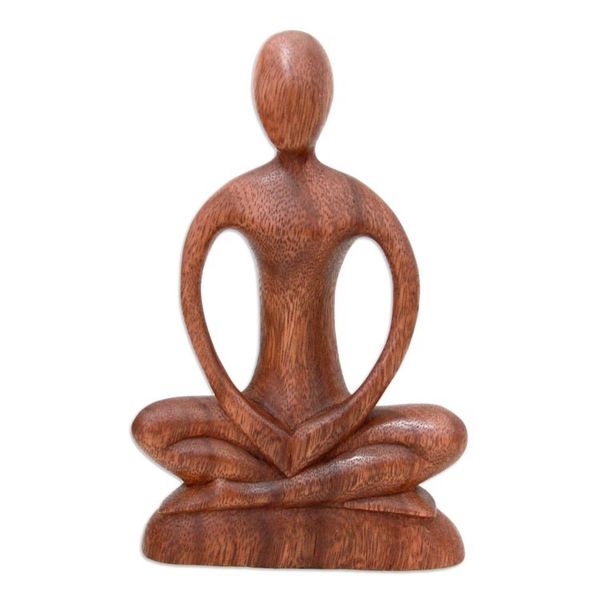 Alternate image for Handcrafted Wood Yoga Sculpture Meditative Calm