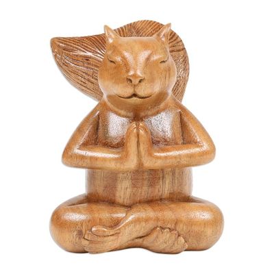 Alternate image for Hand Carved Wood Sculpture of Praying Squirrel from Bali Praying Squirrel