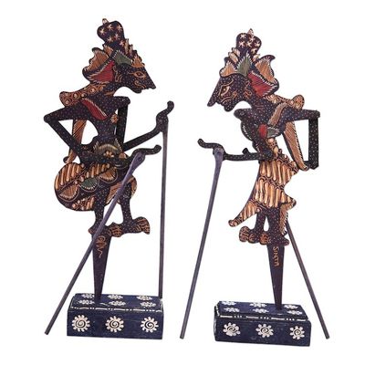 Alternate image for Handmade Klepu Wood Rama and Sita Shadow Puppets Set of 2 Divine Marriage