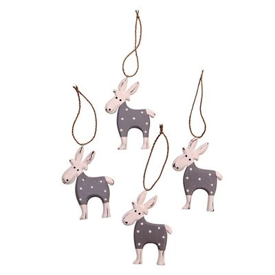 Alternate image for Wood Goat Ornaments in Grey from Bali Set of 4 Winter Goats in Grey