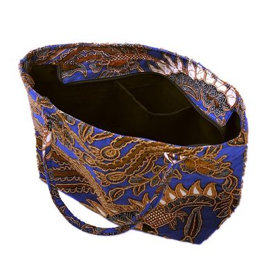 Alternate image for Beaded Blue Cotton Batik Handbag Hand Crafted in Bali Glorious Java