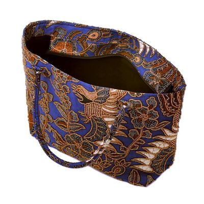 Alternate image for Beaded Blue Cotton Batik Handbag Hand Crafted in Bali Glorious Java