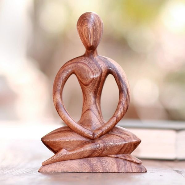 Alternate image for Handcrafted Wood Yoga Sculpture Meditative Calm