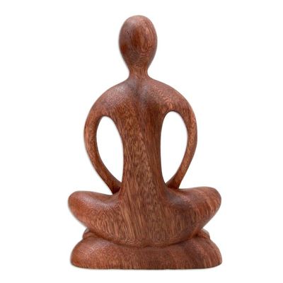 Alternate image for Handcrafted Wood Yoga Sculpture Meditative Calm