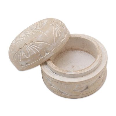 Alternate image for Hand Carved Floral Decorative Wood Box from Bali Bougainvillea Bloom