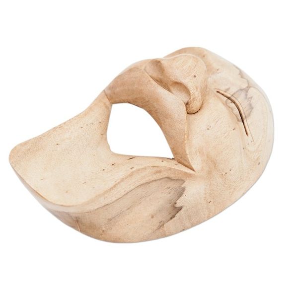 Alternate image for Hand Carved Bali Hibiscus Wood Mask Laugh Out Loud