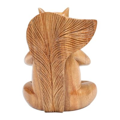 Alternate image for Hand Carved Wood Sculpture of Praying Squirrel from Bali Praying Squirrel