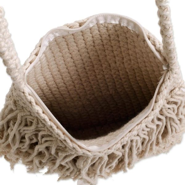Alternate image for Hand-Knotted Cotton Sling with Fringes from Bali Malang Majesty