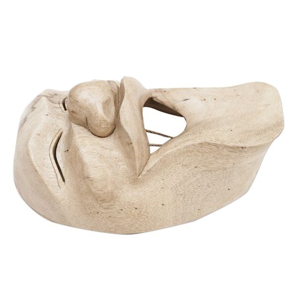 Alternate image for Hand Carved Bali Hibiscus Wood Mask Laugh Out Loud