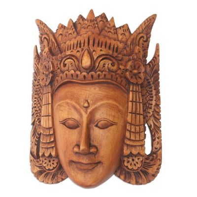 Alternate image for Hand Carved Suar Wood Mask from Bali Beauty of Cili