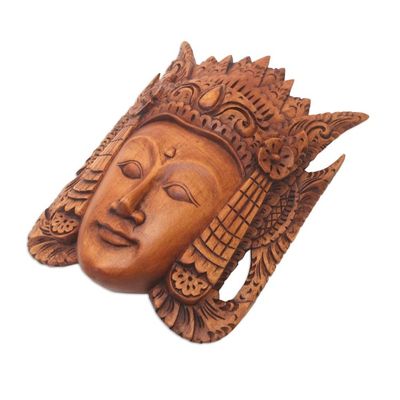 Alternate image for Hand Carved Suar Wood Mask from Bali Beauty of Cili