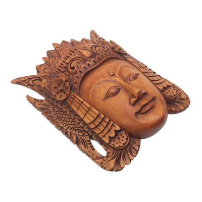 Alternate image for Hand Carved Suar Wood Mask from Bali Beauty of Cili