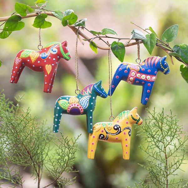 Alternate image for Hand-Painted Dala Horses Christmas Ornaments Set of 4 Dala Tradition