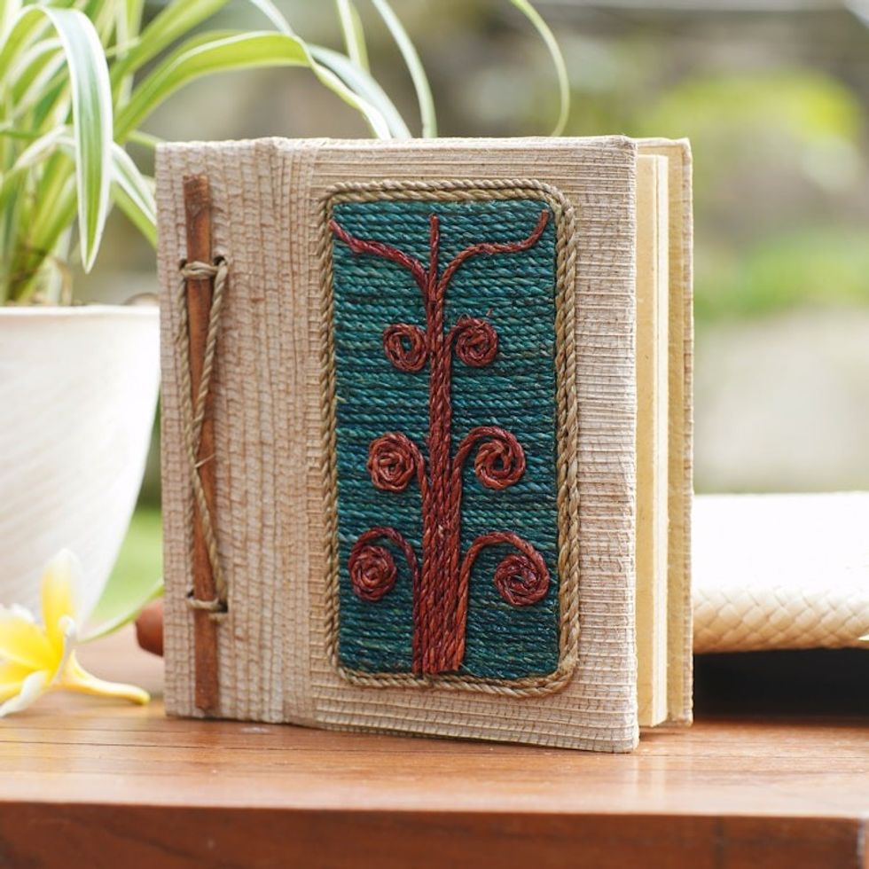 Eco-Friendly Tree-Themed Journal Handmade from Natural Fiber 'Spiral Tree'