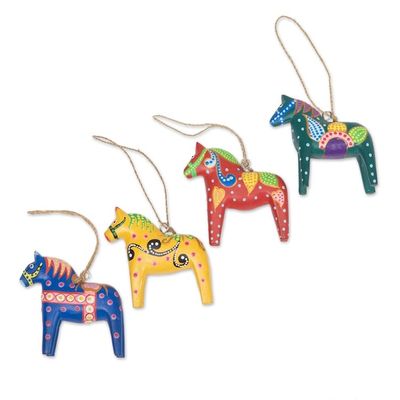 Alternate image for Hand-Painted Dala Horses Christmas Ornaments Set of 4 Dala Tradition