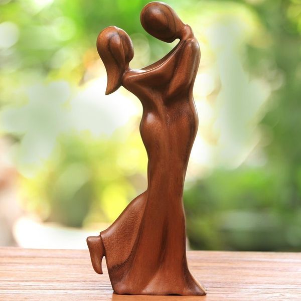 Alternate image for Romantic Suar Wood Sculpture from Bali Romantic Embrace