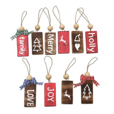 Alternate image for Handcrafted Wood Christmas Ornaments Set of 10 Farmhouse Christmas