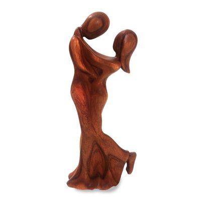 Alternate image for Romantic Suar Wood Sculpture from Bali Romantic Embrace