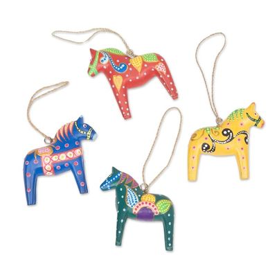 Alternate image for Hand-Painted Dala Horses Christmas Ornaments Set of 4 Dala Tradition