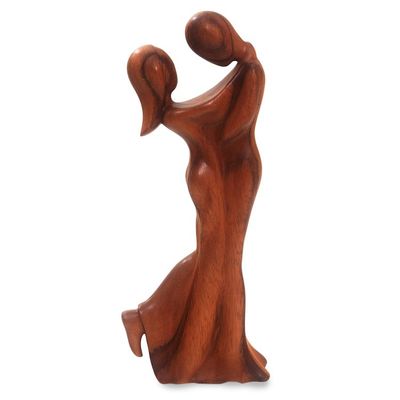 Alternate image for Romantic Suar Wood Sculpture from Bali Romantic Embrace
