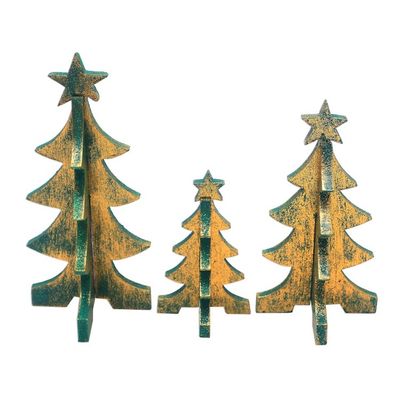 Alternate image for Wood Christmas Tree Tabletop Decor from Bali Set of 3 Three Christmas Trees