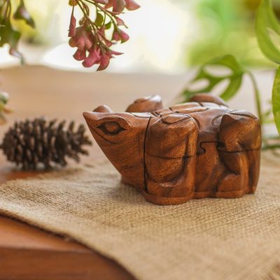 Alternate image for Frog Theme Puzzle Box Balinese Frog