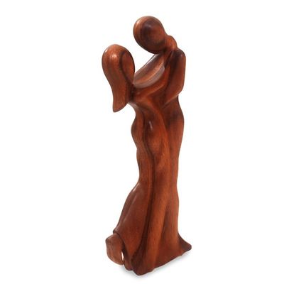 Alternate image for Romantic Suar Wood Sculpture from Bali Romantic Embrace
