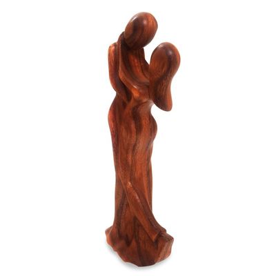Alternate image for Romantic Suar Wood Sculpture from Bali Romantic Embrace