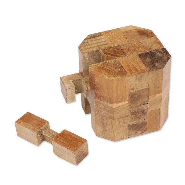 Alternate image for Handcrafted Teak Wood Executive Desk Puzzle Brainteaser Octagon