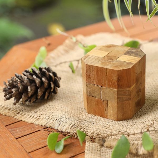 Alternate image for Handcrafted Teak Wood Executive Desk Puzzle Brainteaser Octagon
