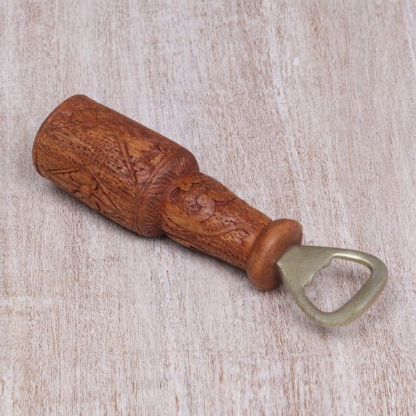 Alternate image for Handcrafted Suar Wood Bottle Opener from Bali Refreshment Vine
