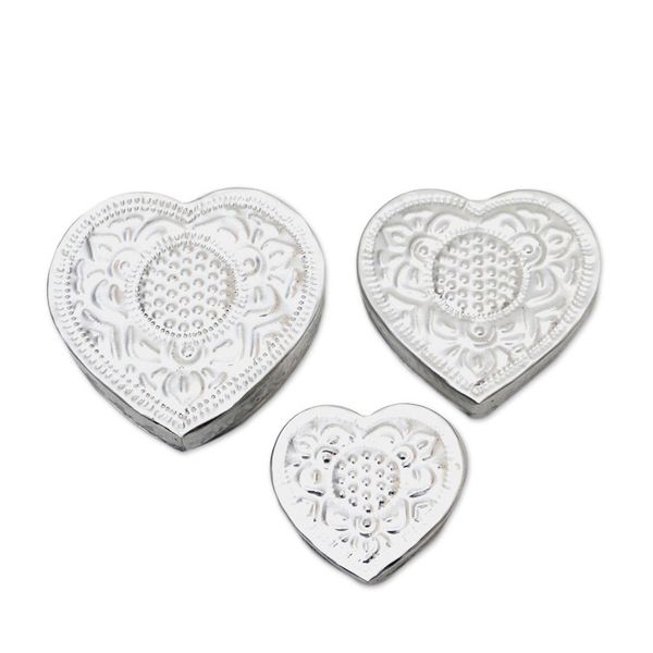 Alternate image for Decorative Aluminum Heart-Shaped Boxes Set of 3 Sparkling Love