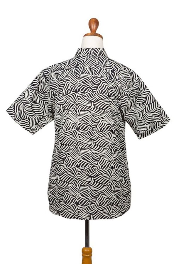 Alternate image for Mens Cotton Batik Button Down Short Sleeve Shirt Bedeg
