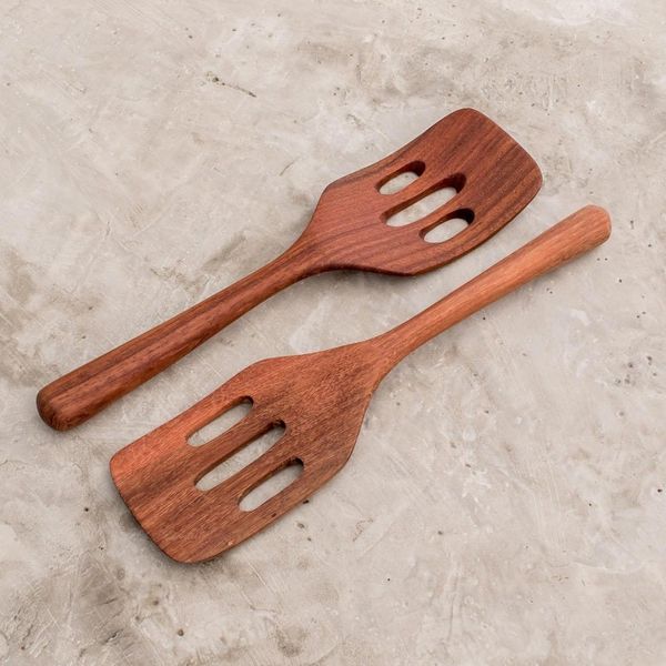 Alternate image for Handmade Wood Slotted Spatulas Pair Guatemalan Fry Up