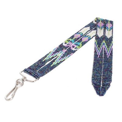 Alternate image for Guatemalan Handmade Blue Beaded Neck Lanyard Keychain Holder Handy and Charming
