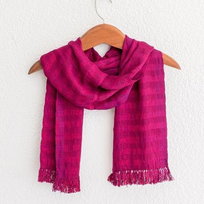 Alternate image for Blue-Violet Cotton Wrap Scarf from Guatemala Subtle Elegance