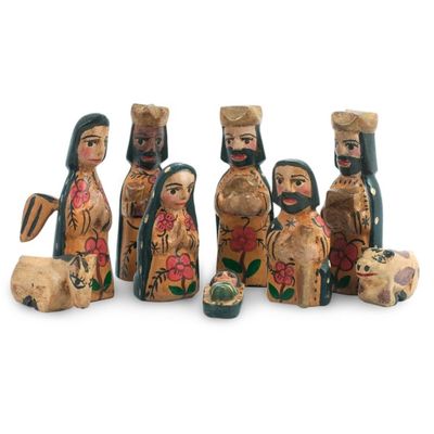 Alternate image for Handcrafted 9 Piece Nativity Scene Set Rejoice