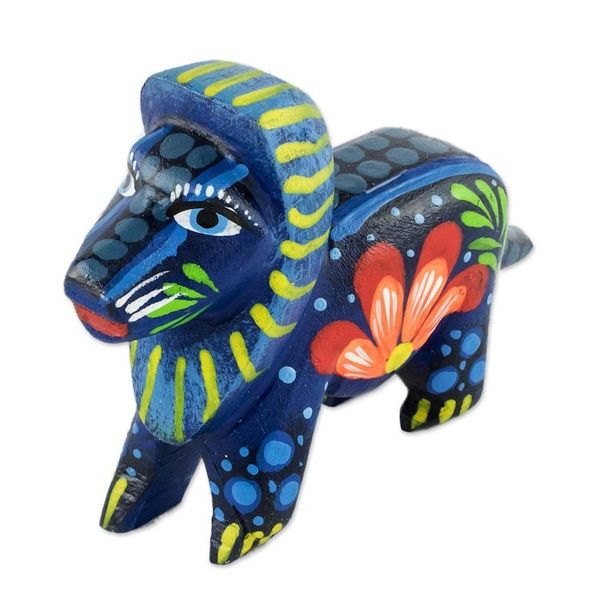 Alternate image for Multicolored Hand Carved Lion Figurine Proud Lion