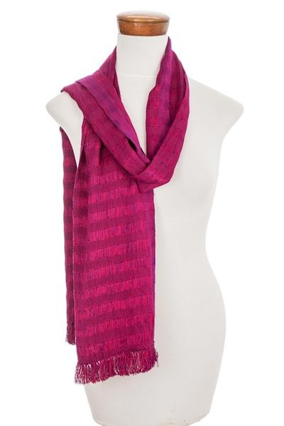 Alternate image for Blue-Violet Cotton Wrap Scarf from Guatemala Subtle Elegance