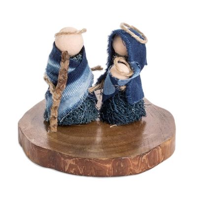 Alternate image for Natural Fiber Nativity Sculpture with Indigo Cotton Accents Dream of Love