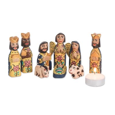Alternate image for Handcrafted 9 Piece Nativity Scene Set Rejoice