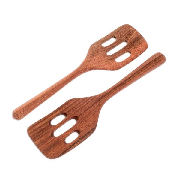 Alternate image for Handmade Wood Slotted Spatulas Pair Guatemalan Fry Up
