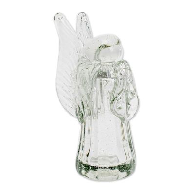 Alternate image for Handblown Recycled Glass Angel Figurine from Guatemala Crystalline Angel