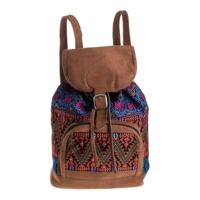 Alternate image for Handwoven Multicolored Cotton Backpack from Guatemala Multicolored Night