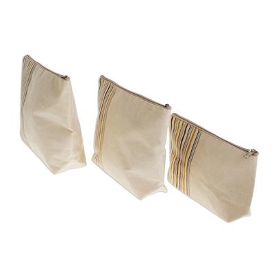 Alternate image for Artisan Crafted Cotton Cosmetic Travel Bags Set of 3 Happiness