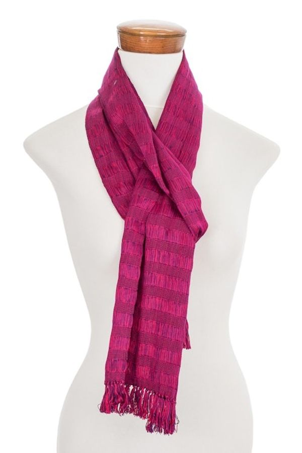 Alternate image for Blue-Violet Cotton Wrap Scarf from Guatemala Subtle Elegance