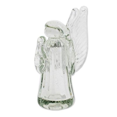 Alternate image for Handblown Recycled Glass Angel Figurine from Guatemala Crystalline Angel