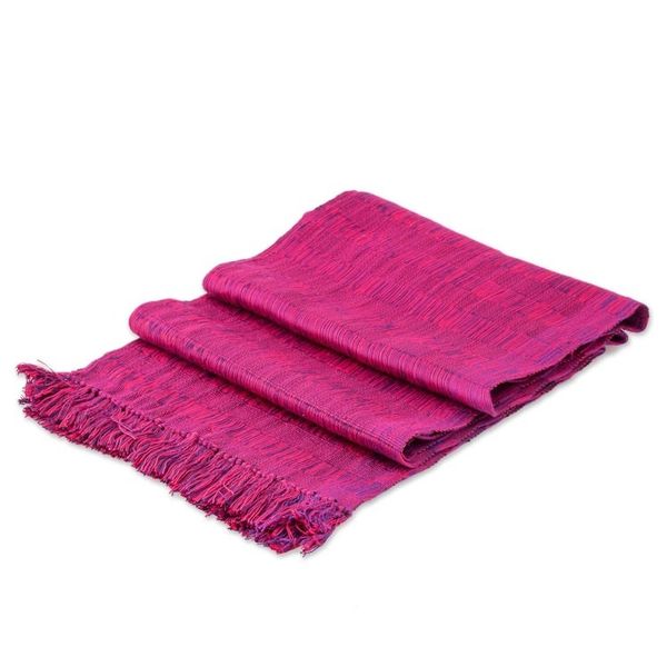 Alternate image for Blue-Violet Cotton Wrap Scarf from Guatemala Subtle Elegance