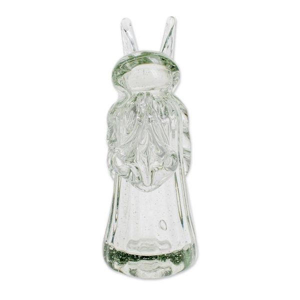 Alternate image for Handblown Recycled Glass Angel Figurine from Guatemala Crystalline Angel