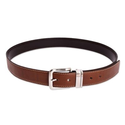 Alternate image for Artisan Crafted Reversible Mens Belt Advocate in Warm Brown